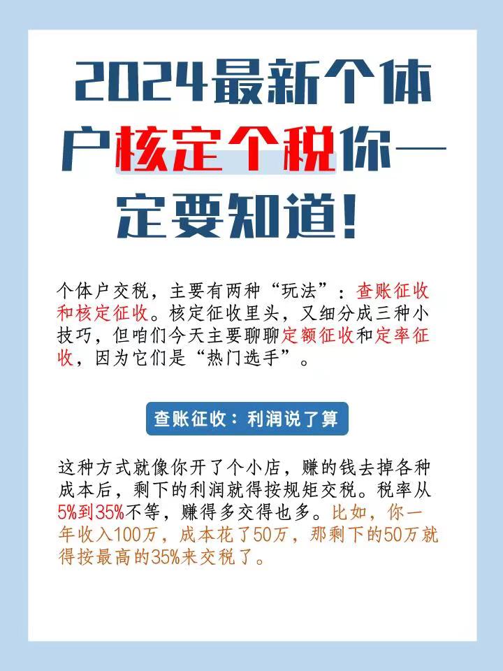 龙岩2024最新个体户核定个税你一定要知道！
